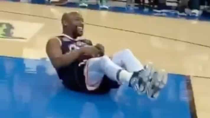Watch: Floyd Mayweather Gets Dropped During Charity Basketball Game